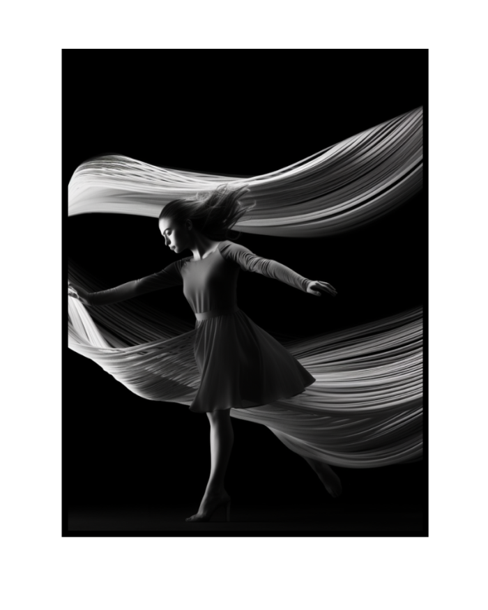 tableau danseuse noir et blanc voile